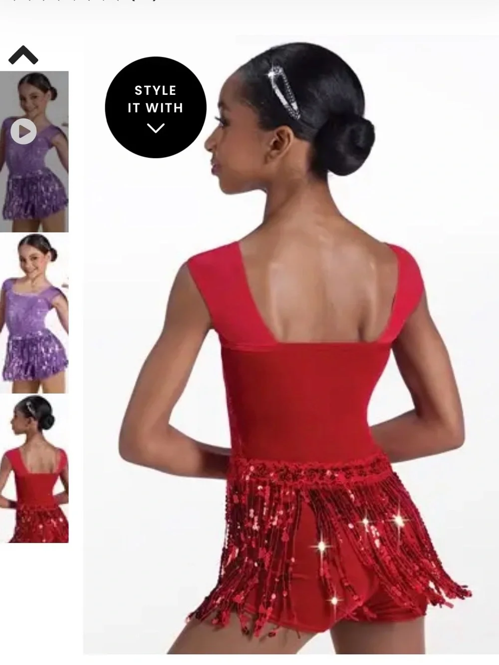 Weissman Red Sequin Fringe Dance Costume
